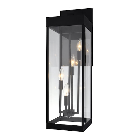 Cwi Lighting Windsor 4 Light Black Outdoor Wall Light 1695W8-4-101